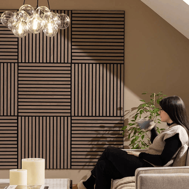 Luxury Square Wood Acoustic Wall Panels - Real Wood Core, Easy Install, Sound Dampening - UK Luxury Furniture